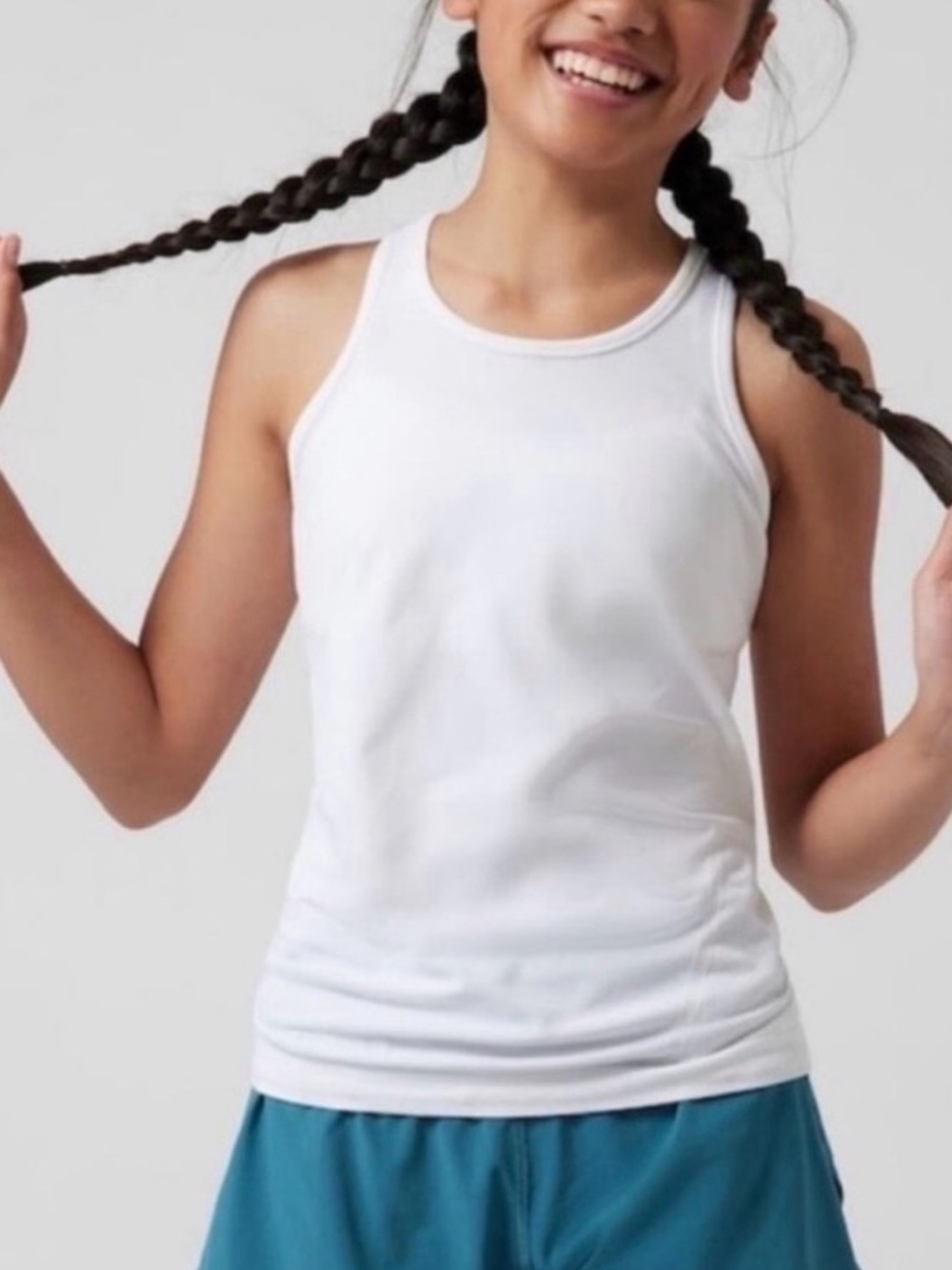 Athleta Girls' White Racerback Tank Top Lightweight Everyday Top size small (7)